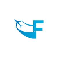 lettre f avec illustration vectorielle de conception d'icône de logo d'avion vecteur