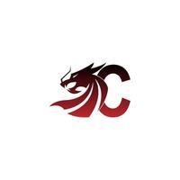 icône du logo lettre c avec vecteur de conception de dragon