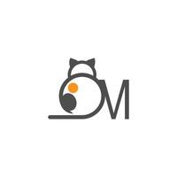 logo d'icône de chat avec vecteur de conception de modèle de lettre m