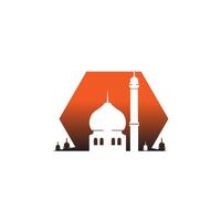 logo islamique, modèle vectoriel de conception d'icône de mosquée