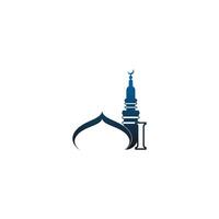 icône du logo lettre i avec illustration de conception de mosquée vecteur