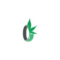 icône du logo numéro zéro avec vecteur de conception de feuille de cannabis