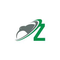 lettre z avec kiwi oiseau logo icône vecteur de conception