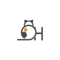 logo d'icône de chat avec vecteur de conception de modèle de lettre h
