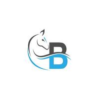 logo d'icône lettre b avec dessin d'illustration de cheval vecteur