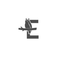 icône du logo lettre e avec vecteur de conception d'icône de hibou