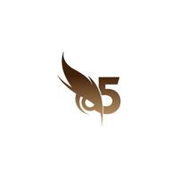icône du logo numéro 5 combinée avec le vecteur de conception de l'icône des yeux de hibou