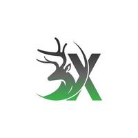 lettre x icône logo avec dessin d'illustration de cerf vecteur