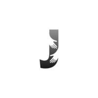 icône du logo lettre j avec modèle de symbole de conception de main vecteur