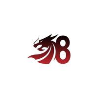 icône du logo numéro 8 avec vecteur de conception de dragon