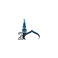 icône du logo numéro 2 avec illustration de conception de mosquée vecteur