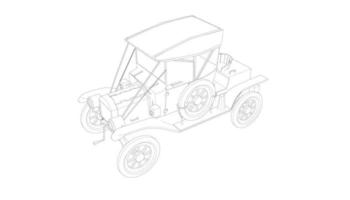 dessin au trait de conception de voiture classique vecteur
