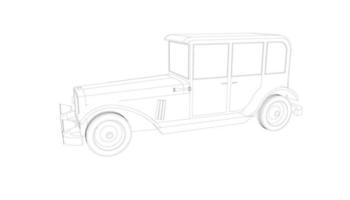 dessin au trait de conception de voiture classique vecteur