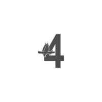 icône du logo numéro 4 avec vecteur de conception d'icône de hibou