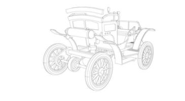 dessin au trait de conception de voiture classique vecteur