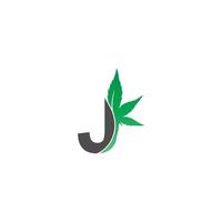 icône du logo lettre j avec vecteur de conception de feuille de cannabis