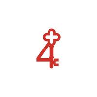 icône du logo numéro 4 avec modèle de symbole de conception d'icône clé vecteur