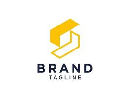 logo abstrait de la lettre initiale s. style linéaire de forme géométrique jaune isolé sur fond blanc. utilisable pour les logos d'entreprise et de marque. élément de modèle de conception de logo vectoriel plat.