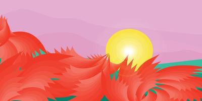 nature paysage lumineux fleurs plante lever du soleil automne résumé fond papier peint décoration art design illustration vectorielle vecteur