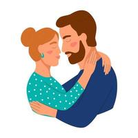 jeune homme et femme s'embrasser. le couple s'embrasse. illustration vectorielle plane vecteur