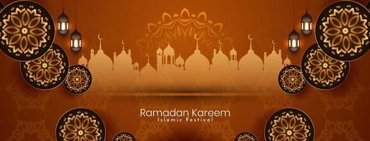 conception de bannière de fête traditionnelle islamique ramadan kareem vecteur