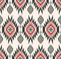 forme géométrique traditionnelle tribale ethnique motif transparent rose rouge - fond de couleur verte. motif batik ikat. utilisation pour le tissu, le textile, les éléments de décoration intérieure, le rembourrage, l'emballage. vecteur