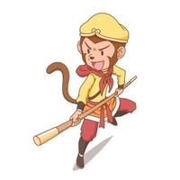 personnage de dessin animé de sun wukong, le roi des singes. vecteur