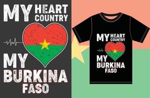 mon coeur, mon pays, ma conception de t-shirt drapeau burkina faso.burkina faso. vecteur