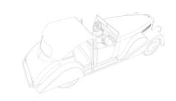 dessin au trait de conception de voiture ancienne vecteur