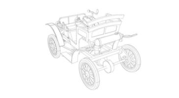 dessin au trait de conception de voiture classique vecteur