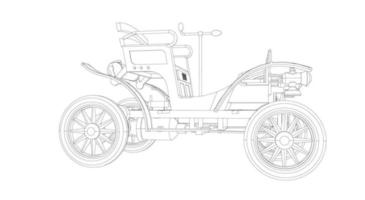 dessin au trait de conception de voiture classique vecteur