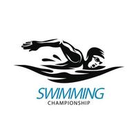 conception de modèle de logo de natation design plat