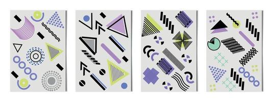 ensemble de 4 pcs formes géométriques abstraites arrière-plans colorés, modèles pour la publicité, cartes de visite, textures - vecteur