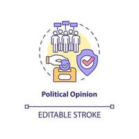 icône de concept d'opinion politique. illustration de la ligne mince de l'idée abstraite de la protection des informations sensibles personnelles. dessin de contour isolé. trait modifiable. roboto-medium, une myriade de polices pro-gras utilisées vecteur