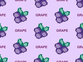 modèle sans couture de personnage de dessin animé de raisin sur fond violet. style de pixels vecteur