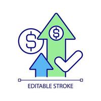 stabilité de l'icône de couleur rvb de croissance financière. investissement réussi. bénéfice de l'entreprise. illustration vectorielle isolée. dessin au trait rempli simple. trait modifiable. police arial utilisée vecteur