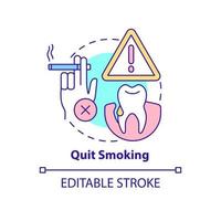 icône de concept d'arrêt de fumer. illustration de ligne mince idée abstraite de prévention des maladies parodontales. améliorer la santé bucco-dentaire. dessin de contour isolé. trait modifiable. arial, myriade de polices pro-gras utilisées vecteur