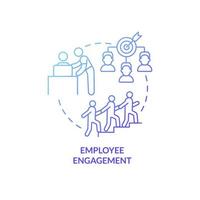 icône de concept de gradient bleu d'engagement des employés. l'engagement appréciable des travailleurs. illustration de fine ligne idée abstraite hr. dessin de contour isolé. roboto-medium, une myriade de polices pro-gras utilisées vecteur