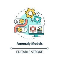 icône de concept de modèles d'anomalie. illustration de ligne mince d'idée abstraite de modélisation de jumeau numérique. approche diagnostique. dessin de contour isolé. trait modifiable. roboto-medium, une myriade de polices pro-gras utilisées vecteur