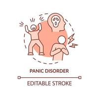 icône de concept de terre cuite de trouble panique. définition des crises d'angoisse. illustration de fine ligne d'idée abstraite de bien-être. dessin de contour isolé. trait modifiable. roboto-medium, myriade de polices pro-gras utilisées vecteur