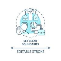définir des limites claires icône de concept turquoise. séparation de la vie et du travail idée abstraite illustration en ligne mince. dessin de contour isolé. trait modifiable. roboto-medium, une myriade de polices pro-gras utilisées vecteur