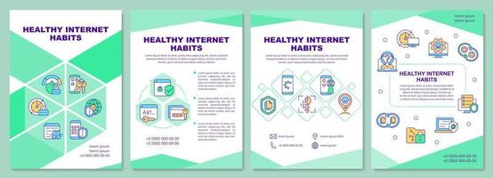 modèle de brochure de conseils sur les habitudes saines d'internet. dépliant, livret, impression de dépliant, conception de la couverture avec des icônes linéaires. mises en page vectorielles pour la présentation, les rapports annuels, les pages publicitaires vecteur