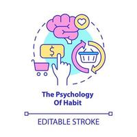 l'icône de concept de psychologie de l'habitude. comportement d'achat régulier des clients. illustration de fine ligne d'idée abstraite d'achat habituelle. dessin de couleur de contour isolé de vecteur. trait modifiable vecteur