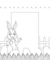 personnage de dessin animé de lapin de pâques en contour noir et blanc. lapin de Pâques à colorier, joli petit lapin à colorier de beaux cadeaux de vacances avec des peintures lumineuses et colorées et un art vecteur