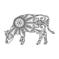 coloriage vache mandala vecteur