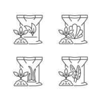 ensemble d'icônes linéaires de repas de plantes naturelles. coquillage, poudre de plumes. sous-produit utilisé comme additif. croissance des plantes. symboles de contour de ligne fine personnalisables. illustrations vectorielles isolées. trait modifiable vecteur