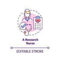 icône de concept d'infirmière de recherche. avantage des études cliniques pour les patients idée abstraite illustration en ligne mince. dessin de contour isolé. trait modifiable. arial, myriade de polices pro-gras utilisées vecteur
