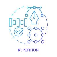 icône de concept de dégradé bleu de répétition. style de composition numérique. principes de conception graphique idée abstraite illustration en ligne mince. dessin de contour isolé. une myriade de polices pro-bold utilisées vecteur