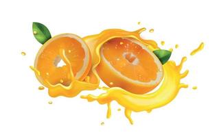 illustration réaliste de jus d'orange vecteur