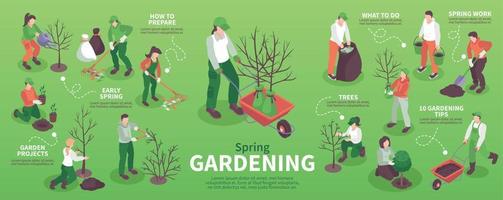 infographie de jardinage de printemps vecteur